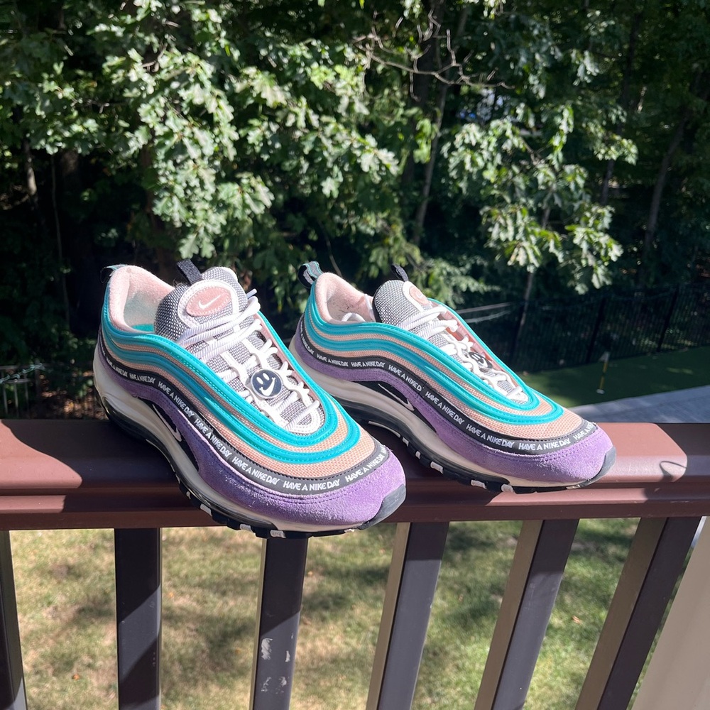 Nike Air Max 97 Teal and Purple Sneakers